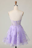 Purple A Line Homecoming Dress with Appliques
