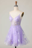 Purple A Line Homecoming Dress with Appliques