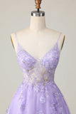 Purple A Line Homecoming Dress with Appliques