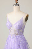 Purple A Line Homecoming Dress with Appliques