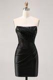Corset Strapless Lace Black Homecoming Dress
