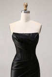 Corset Strapless Lace Black Homecoming Dress