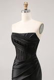 Corset Strapless Lace Black Homecoming Dress