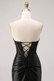 Corset Strapless Lace Black Homecoming Dress