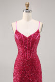 Sparkly Fuchsia Tight Corset Homecoming Dress