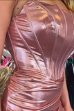 Strapless Pink Corset Bodycon Homecoming Dress