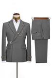 Men's Navy Notched Lapel 2 Pieces Slim Fit Formal Suits