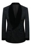 Sparkly Navy Sequin Shawl Lapel 2 Pieces Slim Fit Prom Suits
