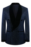 Sparkly Navy Sequin Shawl Lapel 2 Pieces Slim Fit Prom Suits