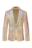 Men's  Sparkly Golden Sequin Notched lapel 2 Pieces Prom Suits