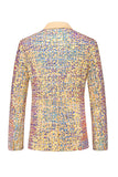 Men's  Sparkly Golden Sequin Notched lapel 2 Pieces Prom Suits