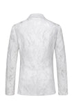 Men's White Jacquard Shawl Lapel Single Breasted 3 Pieces Prom Suits
