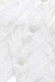 Men's White Jacquard Shawl Lapel Single Breasted 3 Pieces Prom Suits