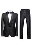 Jacquard Blue Shawl Lapel 2 Pieces Prom Suits