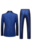 Jacquard Blue Shawl Lapel 2 Pieces Prom Suits