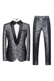 Jacquard Blue Shawl Lapel 2 Pieces Prom Suits