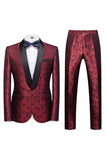 Jacquard Blue Shawl Lapel 2 Pieces Prom Suits