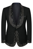 White Beaded Shawl Lapel Single Breasted 3 Pieces Men's Suits
