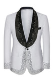 White Beaded Shawl Lapel Single Breasted 3 Pieces Men's Suits