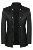 Stand Collar Jacquard Black 3 Pieces Prom Suits