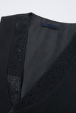 Black Peaked Lapel Beaded 3 Pieces Men's Wedding Suits