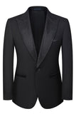 Black Peaked Lapel Beaded 3 Pieces Men's Wedding Suits