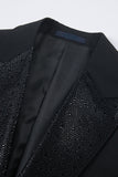 Black Peaked Lapel Beaded 3 Pieces Men's Wedding Suits