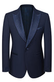 Black Peaked Lapel Beaded 3 Pieces Men's Wedding Suits