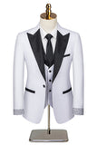 Black Peaked Lapel Beaded 3 Pieces Men's Wedding Suits