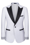 Black Peaked Lapel Beaded 3 Pieces Men's Wedding Suits