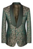 Dark Green Jacquard Shawl Lapel 3 Pieces Prom Suits