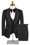 Men's Black Jacquard Shawl Lapel 3 Pieces Prom Suits