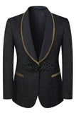 Men's Black Jacquard Shawl Lapel 3 Pieces Prom Suits