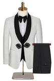 Men's Black Jacquard Shawl Lapel 3 Pieces Prom Suits