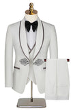 Men's Black Jacquard Shawl Lapel 3 Pieces Prom Suits