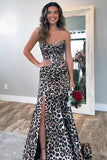 Coffee Leopard Mermaid Corset Long Prom Dress
