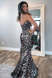 Coffee Leopard Mermaid Corset Long Prom Dress
