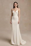 Ivory Spaghetti Straps Simple Wedding Dress