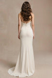Ivory Spaghetti Straps Simple Wedding Dress