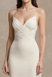 Ivory Spaghetti Straps Simple Wedding Dress