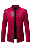 Men's Red Single Breasted Jacquard Homecoming Blazer