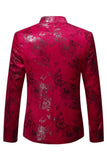 Men's Red Single Breasted Jacquard Homecoming Blazer