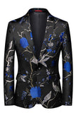 Blue and Black Notched Lapel Jacquard 2 Piece Men's Homecoming Suits