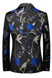 Blue and Black Notched Lapel Jacquard 2 Piece Men's Homecoming Suits