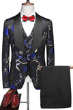 Purple Shawl Lapel Jacquard 3 Piece Men's Homecoming Suits