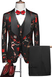 Purple Shawl Lapel Jacquard 3 Piece Men's Homecoming Suits