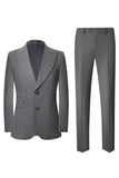2 Piece Grey Peak Lapel Single Breasted Men's Homecoming Suits