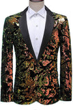 Sparkly Men's Blue Purple Notched Lapel Homecoming Blazer With Sequins