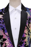 Sparkly Men's Blue Purple Notched Lapel Homecoming Blazer With Sequins