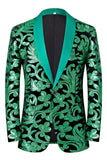 2 Piece Green Jacquard Shawl Lapel Men's Homecoming Suits